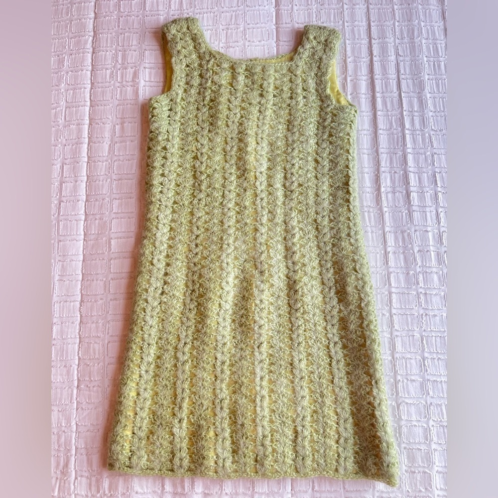 Vintage Handmade Original by Mary Jane Crochet Lined Midi Sleeveless Dress